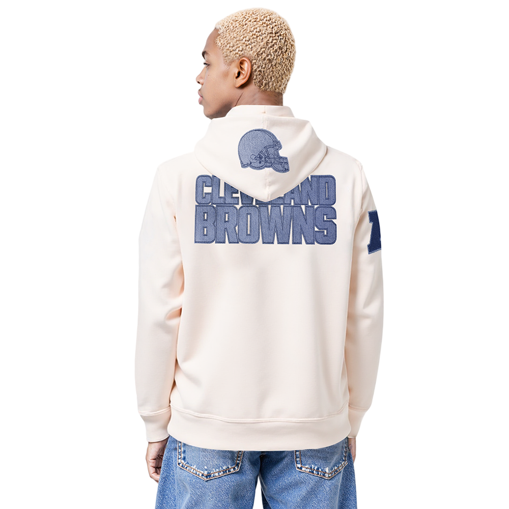 NFL CLEVELAND BROWNS VARSITY BLUES MEN'S FLC PO HOODIE (LINEN)