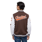 NFL CLEVELAND BROWNS SCRIPT TAIL MEN'S VARSITY JACKET (BROWN/WHITE)