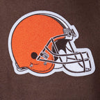 NFL CLEVELAND BROWNS SCRIPT TAIL MEN'S VARSITY JACKET (BROWN/WHITE)
