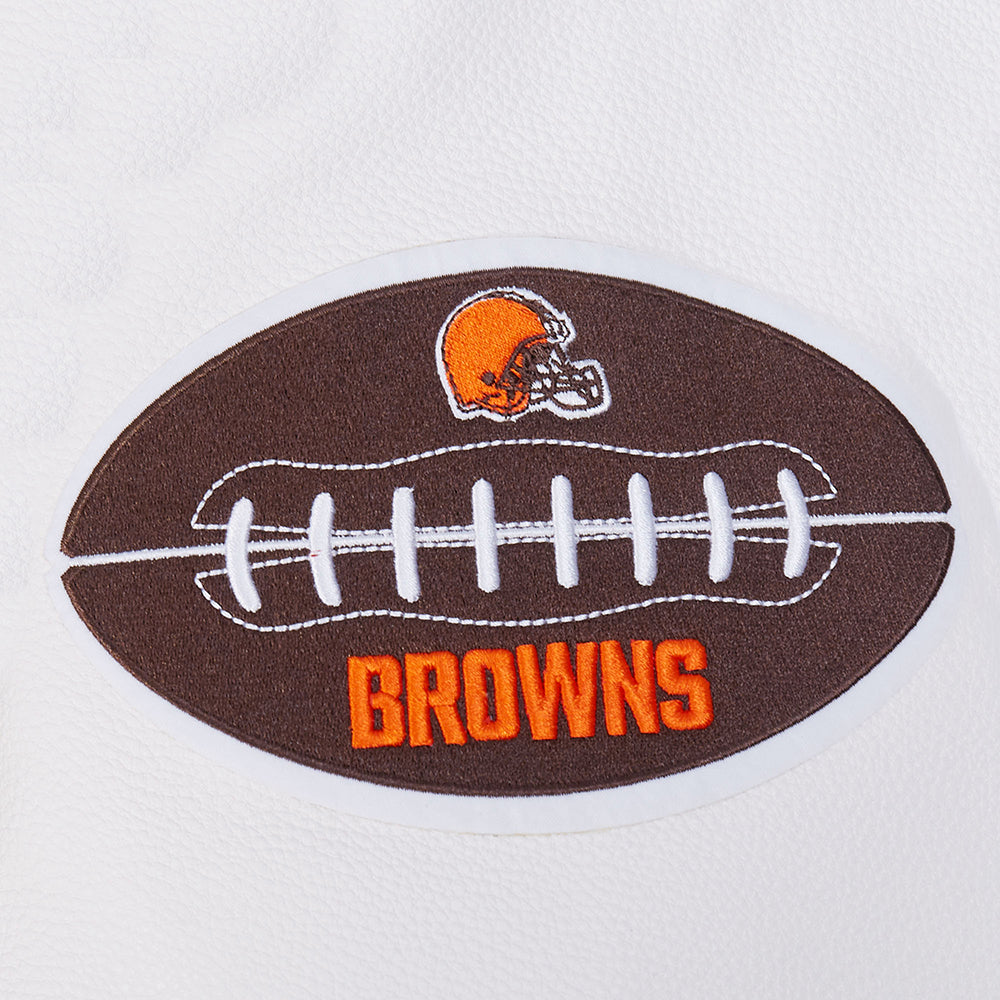 NFL CLEVELAND BROWNS OLD ENGLISH MEN'S RIB WOOL VARSITY JACKET (BROWN/WHITE)