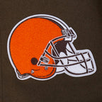 NFL CLEVELAND BROWNS OLD ENGLISH MEN'S RIB WOOL VARSITY JACKET (BROWN/WHITE)