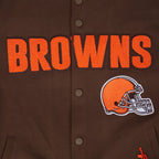 NFL CLEVELAND BROWNS PRO GAME DAY MEN'S DBL KNIT JACKET (BROWN/EGGSHELL/BROWN)