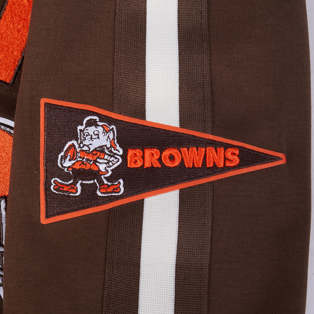 NFL CLEVELAND BROWNS PRO GAME DAY MEN'S DBL KNIT JACKET (BROWN/EGGSHELL/BROWN)