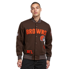 NFL CLEVELAND BROWNS PRO GAME DAY MEN'S DBL KNIT JACKET (BROWN/EGGSHELL/BROWN)