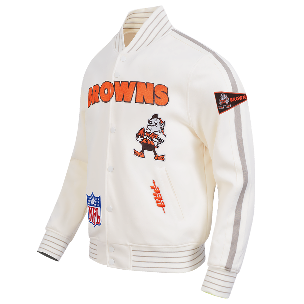 NFL CLEVELAND BROWNS PRO GAME DAY RETRO JACKET (EGGSHELL/TAUPE/EGGSHELL)