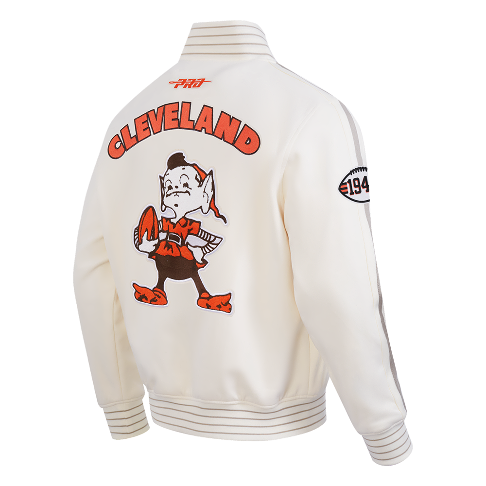 NFL CLEVELAND BROWNS PRO GAME DAY RETRO JACKET (EGGSHELL/TAUPE/EGGSHELL)