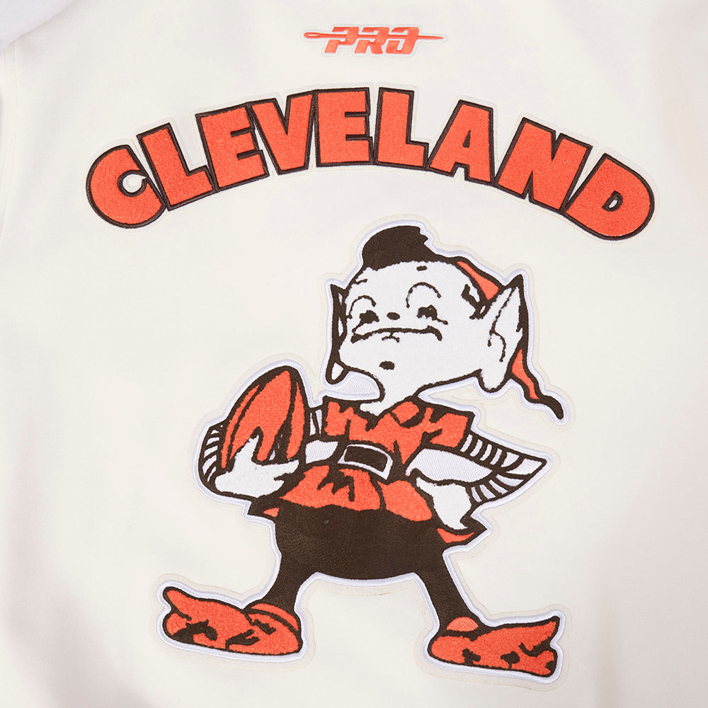 NFL CLEVELAND BROWNS PRO GAME DAY RETRO JACKET (EGGSHELL/TAUPE/EGGSHELL)
