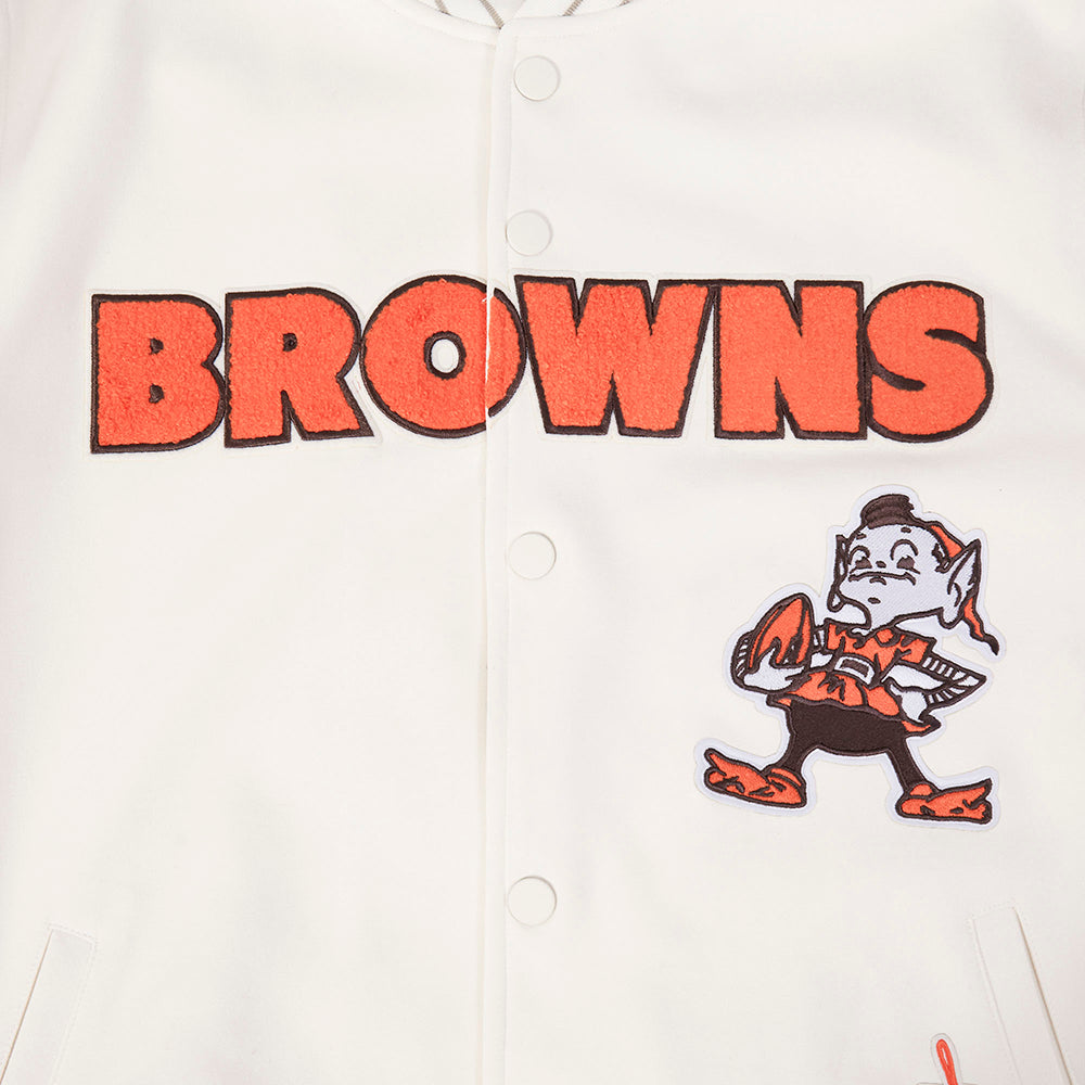 NFL CLEVELAND BROWNS PRO GAME DAY RETRO JACKET (EGGSHELL/TAUPE/EGGSHELL)