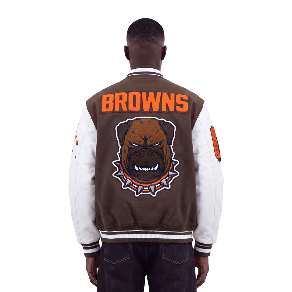 NFL CLEVELAND BROWNS MASH UP MEN'S COAT (BROWN/WHITE)