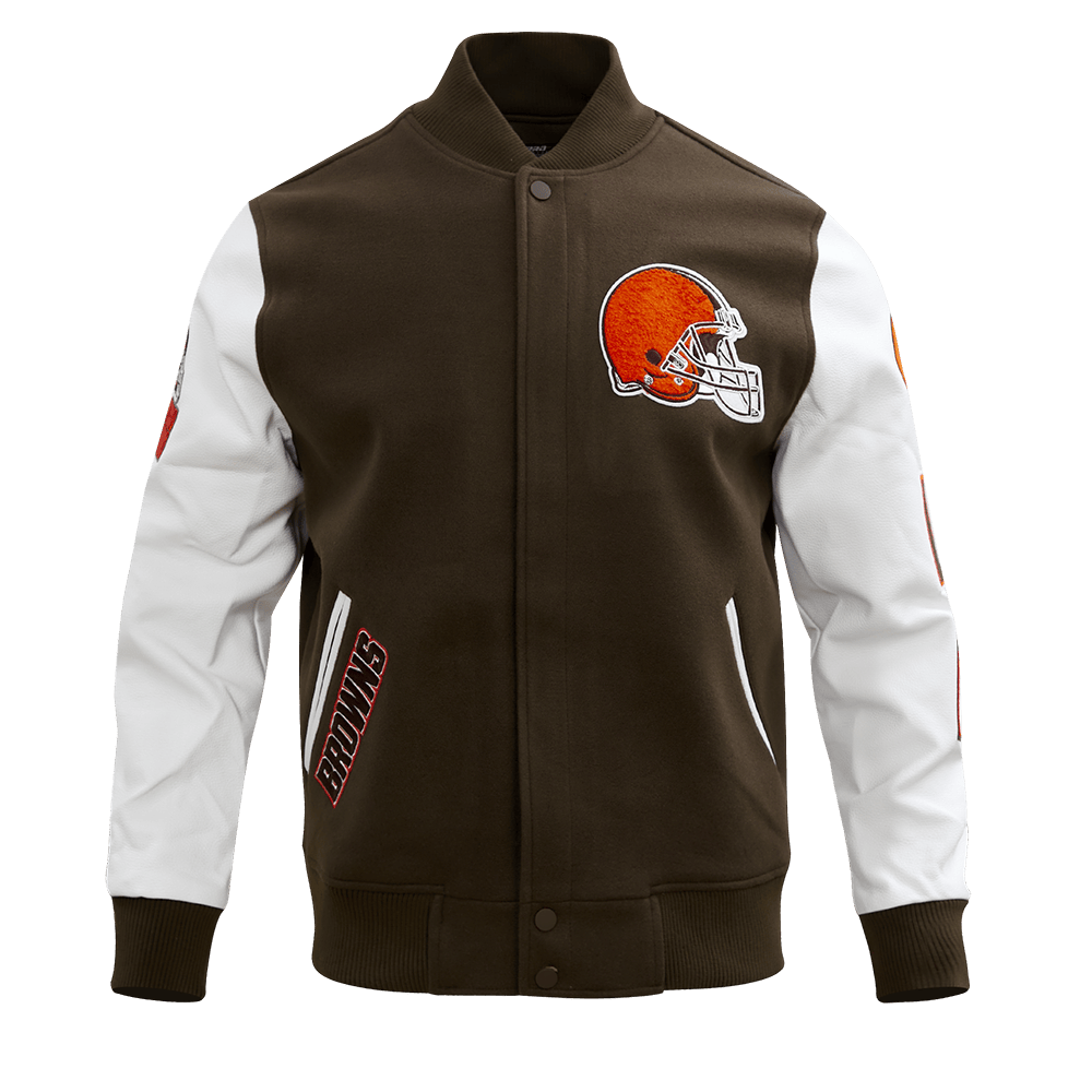 NFL CLEVELAND BROWNS CLASSIC WOOL MEN'S VARSITY JACKET (BROWN/WHITE)
