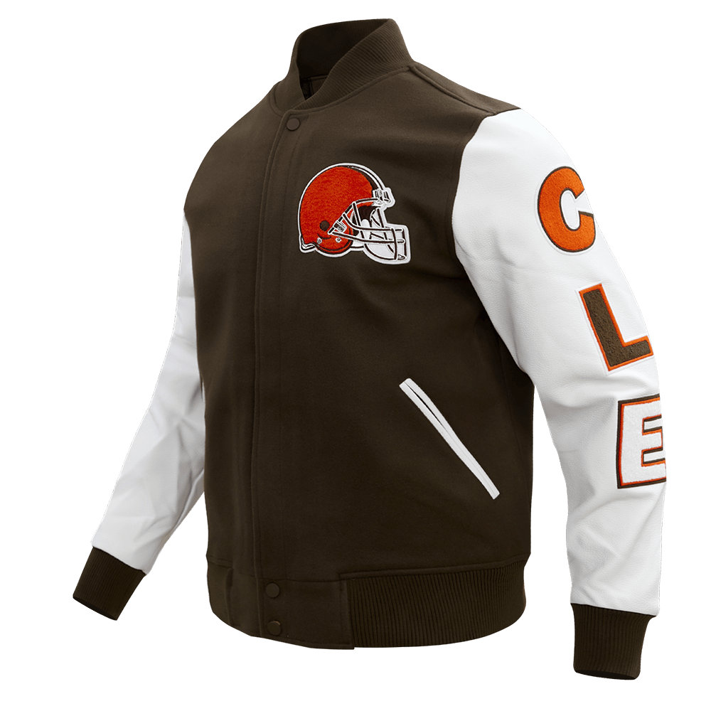 NFL CLEVELAND BROWNS CLASSIC WOOL MEN'S VARSITY JACKET (BROWN/WHITE)
