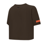 NFL CLEVELAND BROWNS SCRIPT TAIL T-SHIRT EN JERSEY SIMPLE À COUPE CARRÉE POUR FEMME (BRUN)