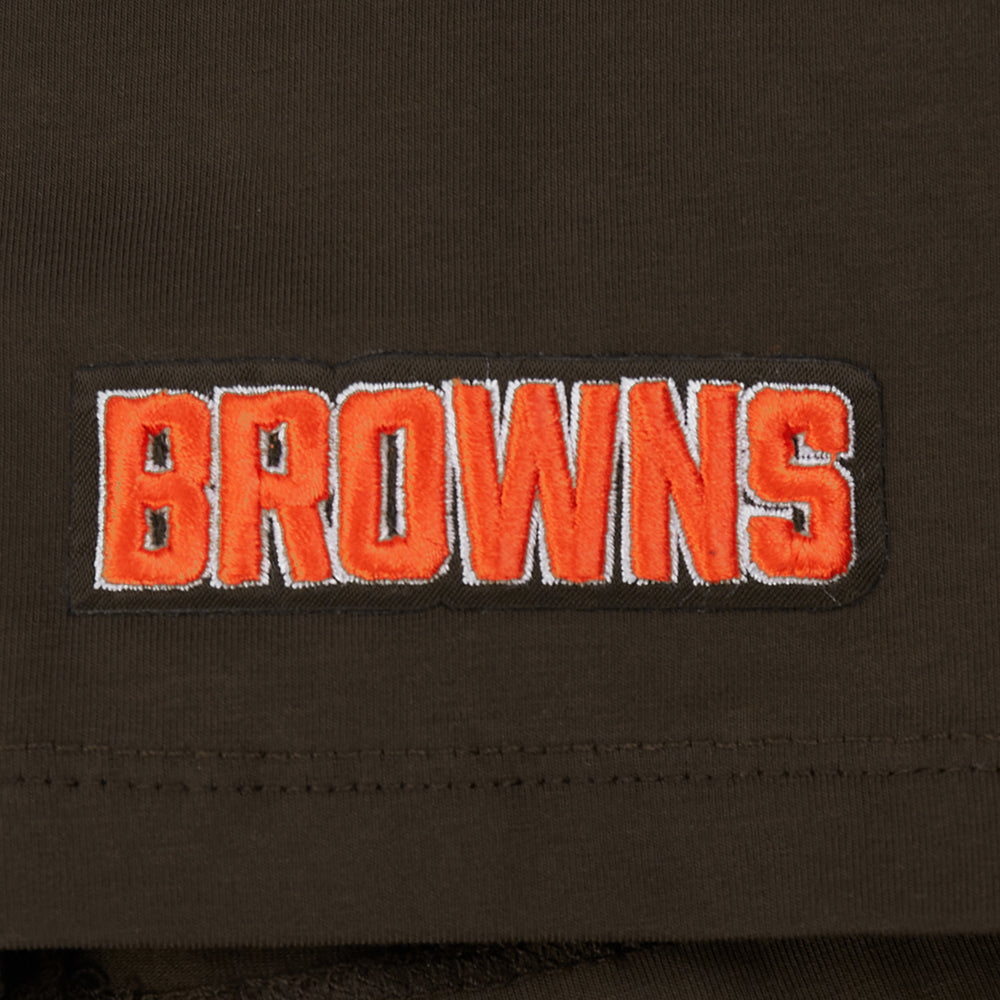 NFL CLEVELAND BROWNS SCRIPT TAIL T-SHIRT EN JERSEY SIMPLE À COUPE CARRÉE POUR FEMME (BRUN)