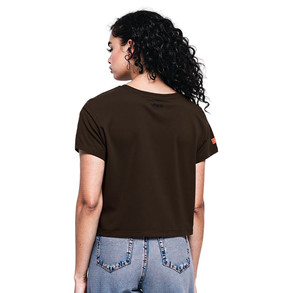 NFL CLEVELAND BROWNS SCRIPT TAIL T-SHIRT EN JERSEY SIMPLE À COUPE CARRÉE POUR FEMME (BRUN)