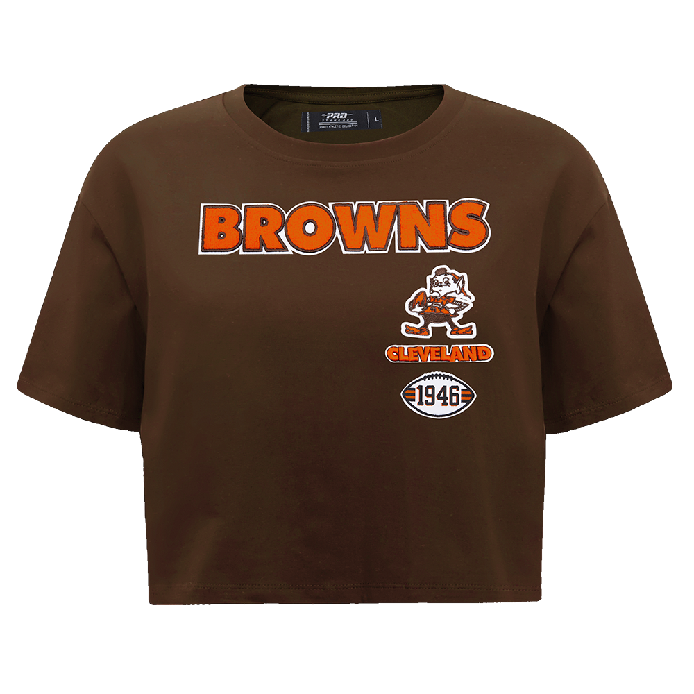 NFL CLEVELAND BROWNS RETRO CLASSIC WOMEN'S BOXY TEE (BROWN)