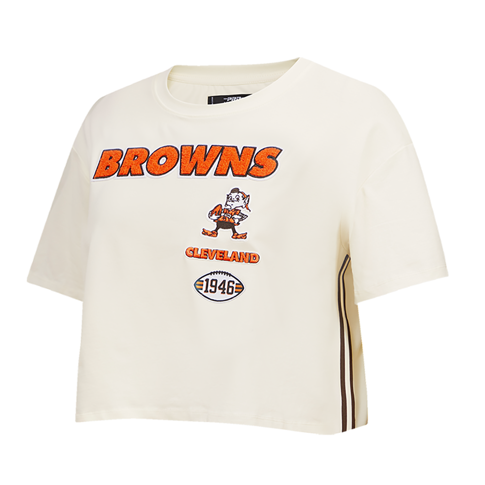 NFL CLEVELAND BROWNS RETRO CLASSIC WOMEN'S BOXY TEE (EGGSHELL)