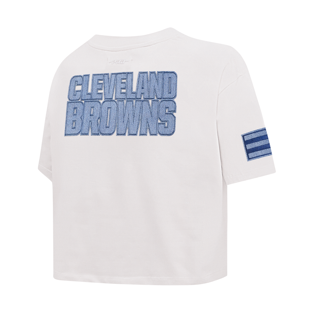 NFL CLEVELAND BROWNS VARSITY BLUES T-SHIRT EN JERSEY SIMPLE À COUPE CARRÉE POUR FEMME (LIN)
