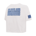 NFL CLEVELAND BROWNS VARSITY BLUES T-SHIRT EN JERSEY SIMPLE À COUPE CARRÉE POUR FEMME (LIN)
