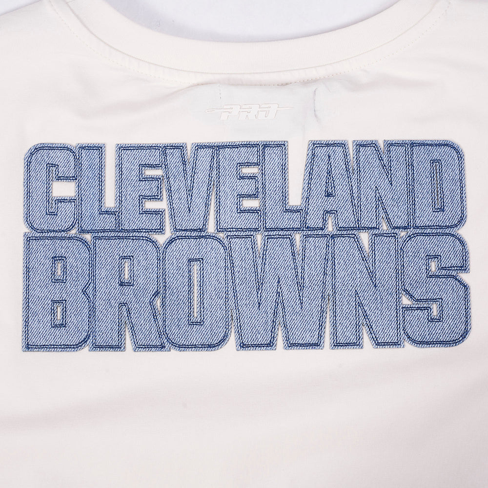 NFL CLEVELAND BROWNS VARSITY BLUES T-SHIRT EN JERSEY SIMPLE À COUPE CARRÉE POUR FEMME (LIN)