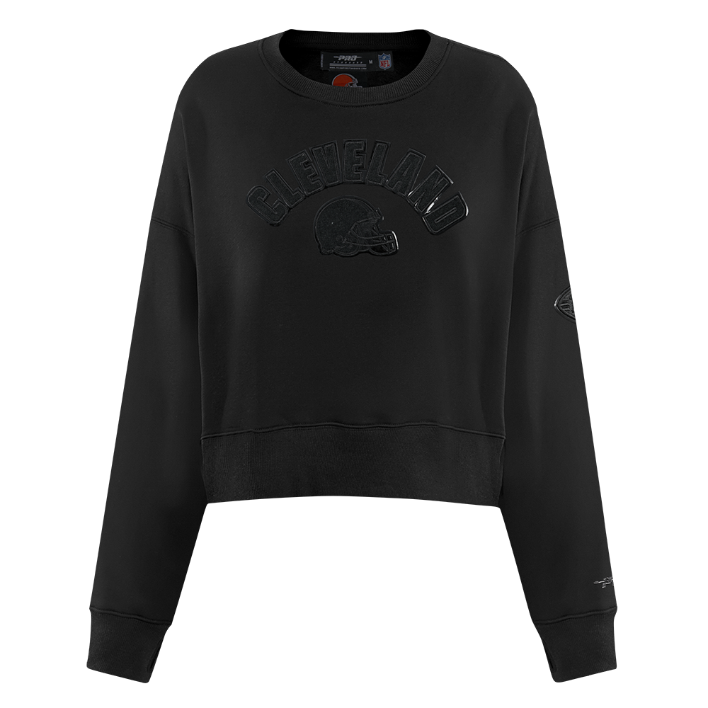 NFL CLEVELAND BROWNS TRIPLE BLACK CHANDAIL À COL ROND EN MOLLETON POUR FEMME (TRIPLE NOIR FEMME)