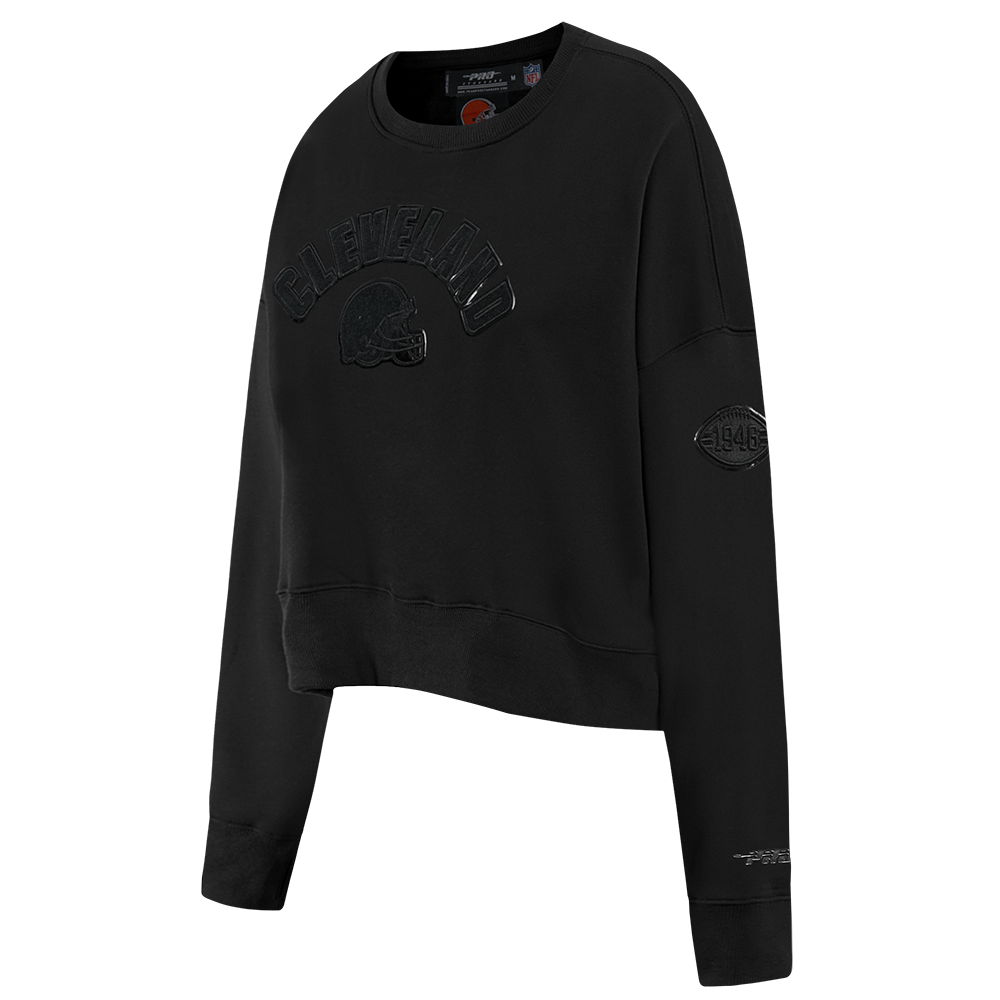 NFL CLEVELAND BROWNS TRIPLE BLACK CHANDAIL À COL ROND EN MOLLETON POUR FEMME (TRIPLE NOIR FEMME)