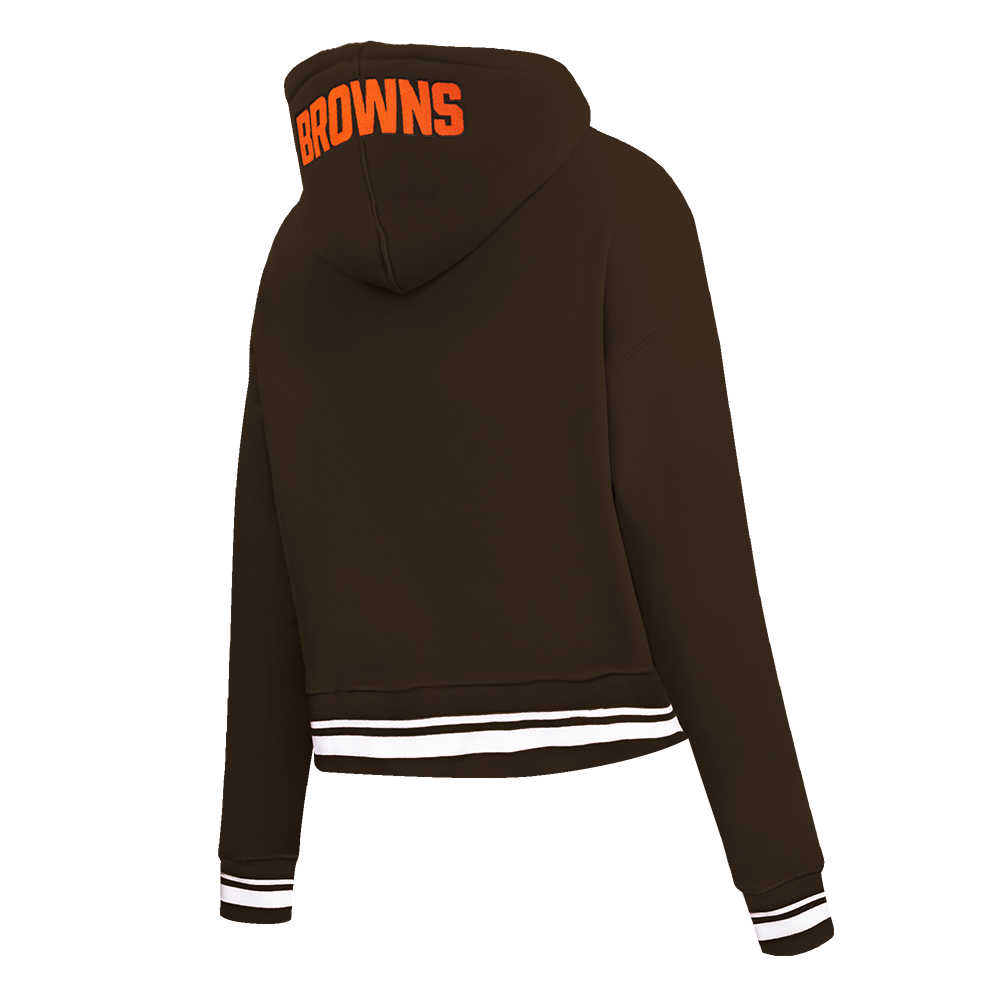 NFL CLEVELAND BROWNS MASHUP WOMEN'S RIB CROPPED PO HOODIE (BROWN)