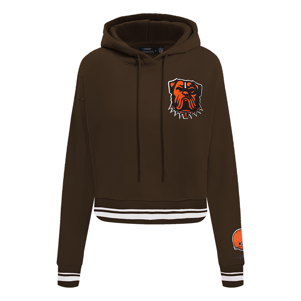 NFL CLEVELAND BROWNS MASHUP WOMEN'S RIB CROPPED PO HOODIE (BROWN)