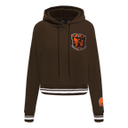NFL CLEVELAND BROWNS MASHUP WOMEN'S RIB CROPPED PO HOODIE (BROWN)