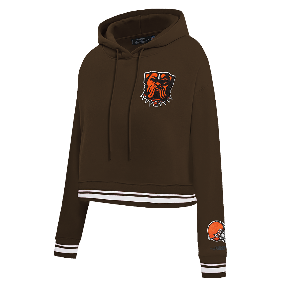 NFL CLEVELAND BROWNS MASHUP WOMEN'S RIB CROPPED PO HOODIE (BROWN)