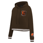 NFL CLEVELAND BROWNS MASHUP WOMEN'S RIB CROPPED PO HOODIE (BROWN)
