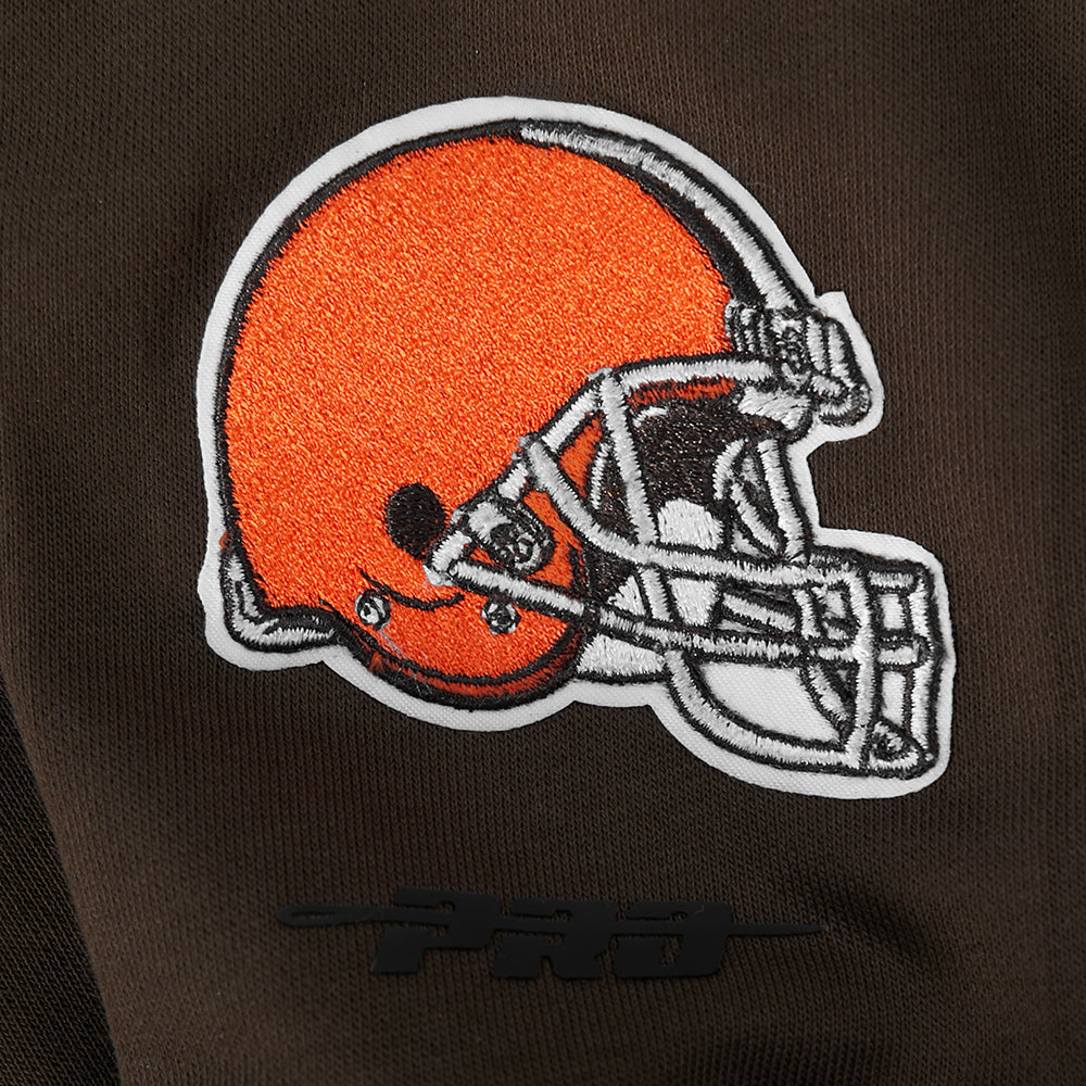 NFL CLEVELAND BROWNS MASHUP WOMEN'S RIB CROPPED PO HOODIE (BROWN)