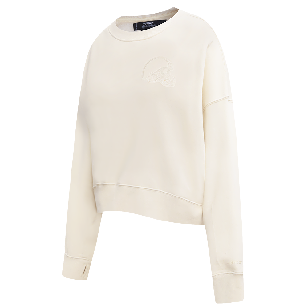 NFL CLEVELAND BROWNS NEUTRAL FLEECE CREWNECK (EGGSHELL)