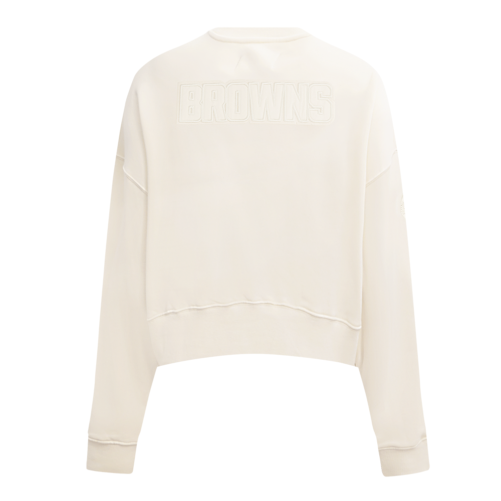 NFL CLEVELAND BROWNS NEUTRAL FLEECE CREWNECK (EGGSHELL)