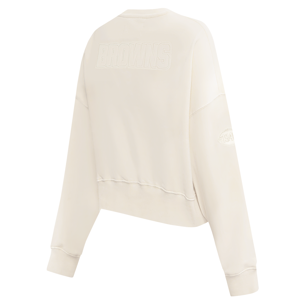 NFL CLEVELAND BROWNS NEUTRAL FLEECE CREWNECK (EGGSHELL)