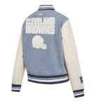 NFL CLEVELAND BROWNS VARSITY BLUES BLOUSON COLLÉGIAL EN DENIM POUR FEMME (DENIM/LIN)