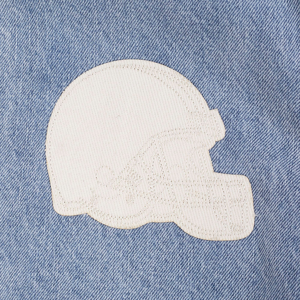 NFL CLEVELAND BROWNS VARSITY BLUES BLOUSON COLLÉGIAL EN DENIM POUR FEMME (DENIM/LIN)