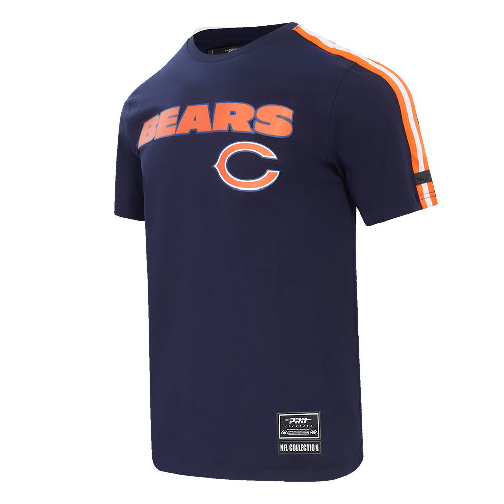 NFL CHICAGO BEARS CLASSIC T-SHIRT RAYÉ EN FILET POUR HOMME (MARINE MINUIT/ORANGE)