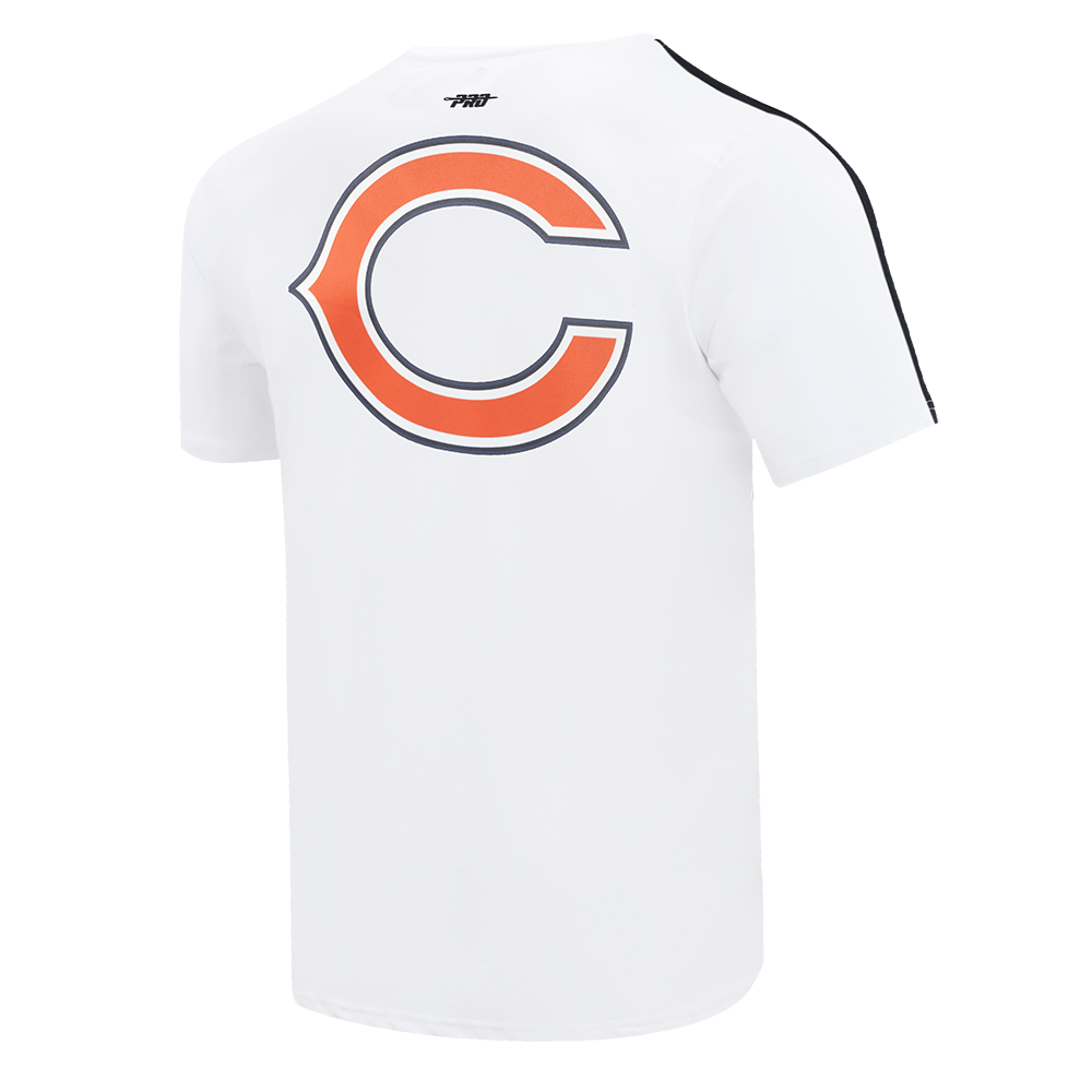 NFL CHICAGO BEARS CLASSIC T-SHIRT RAYÉ EN FILET POUR HOMME (BLANC/MARINE MINUIT)
