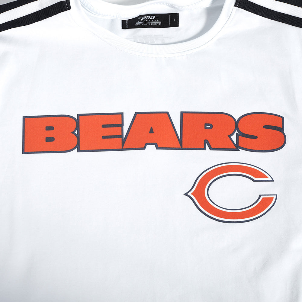 NFL CHICAGO BEARS CLASSIC T-SHIRT RAYÉ EN FILET POUR HOMME (BLANC/MARINE MINUIT)