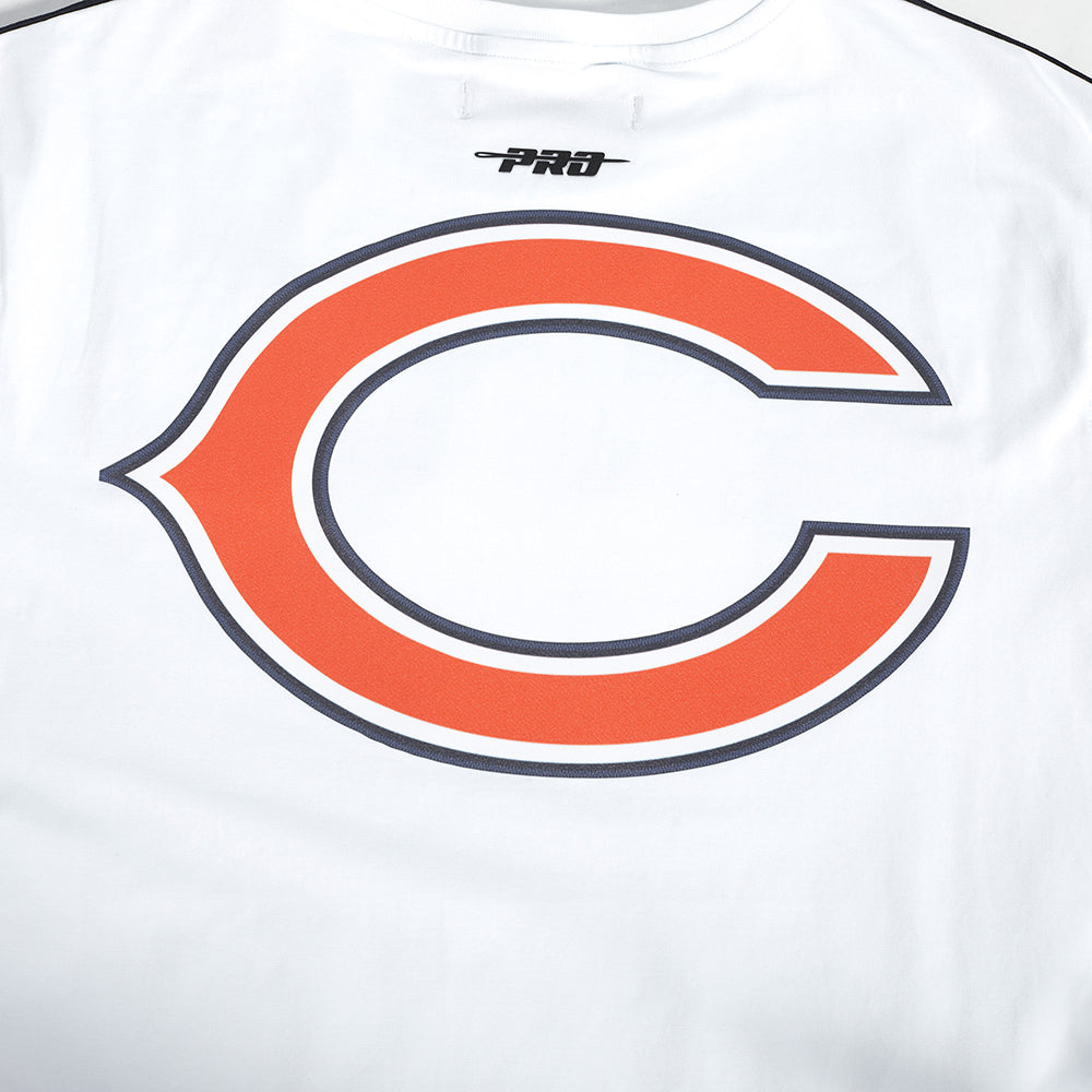 NFL CHICAGO BEARS CLASSIC T-SHIRT RAYÉ EN FILET POUR HOMME (BLANC/MARINE MINUIT)