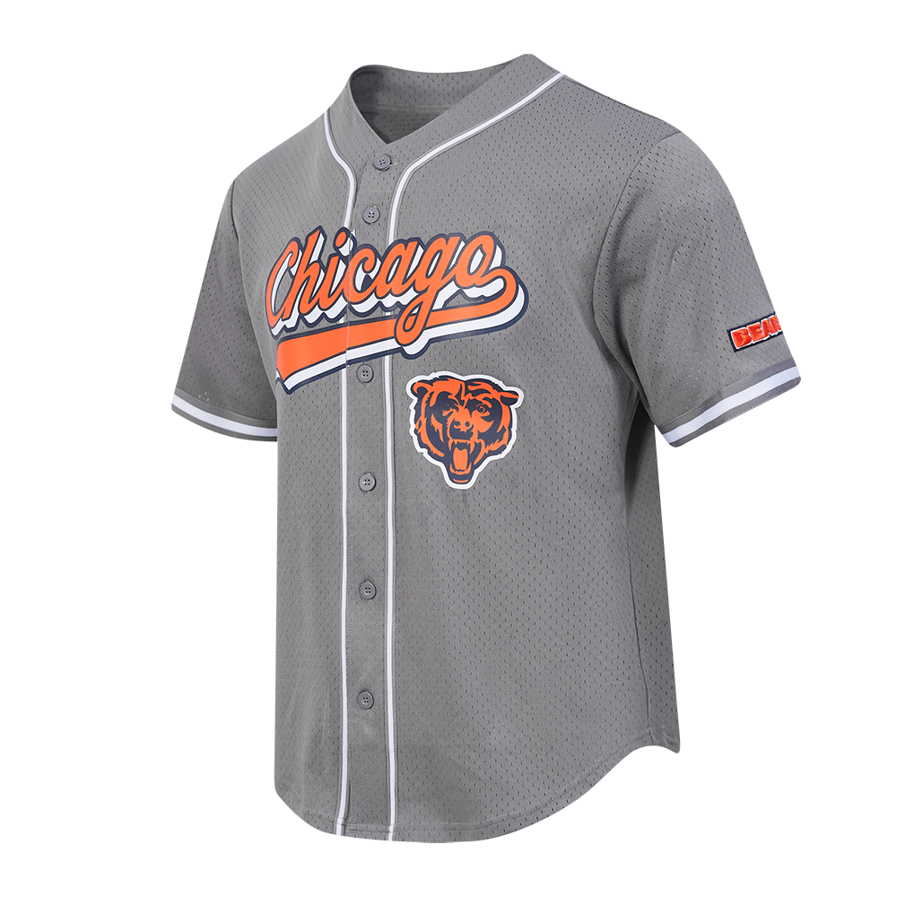 NFL CHICAGO BEARS SCRIPT TAIL MEN'S MESH BUTTON DOWN SHIRT (GRAY)