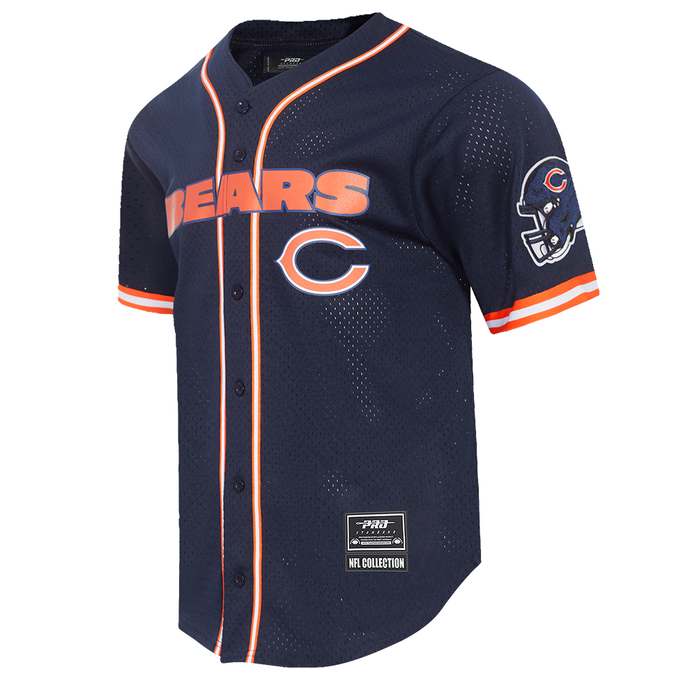NFL CHICAGO BEARS CLASSIC MEN'S MESH BUTTON DOWN SHIRT (MIDNIGHT NAVY/ORANGE)