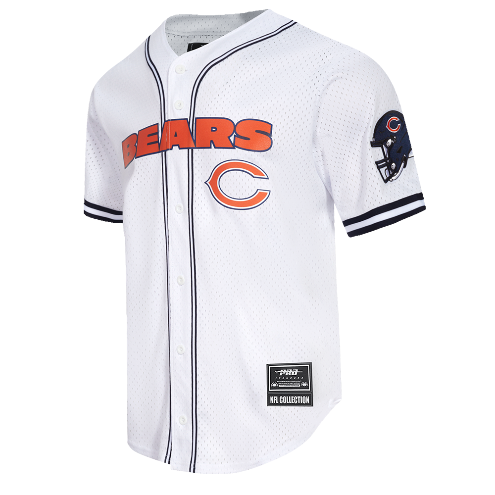 NFL CHICAGO BEARS CLASSIC MEN'S MESH BUTTON DOWN SHIRT (WHITE/MIDNIGHT NAVY)