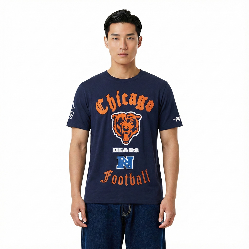 NFL CHICAGO BEARS OLD ENGLISH MEN'S SJ TEE (MIDNIGHT NAVY)