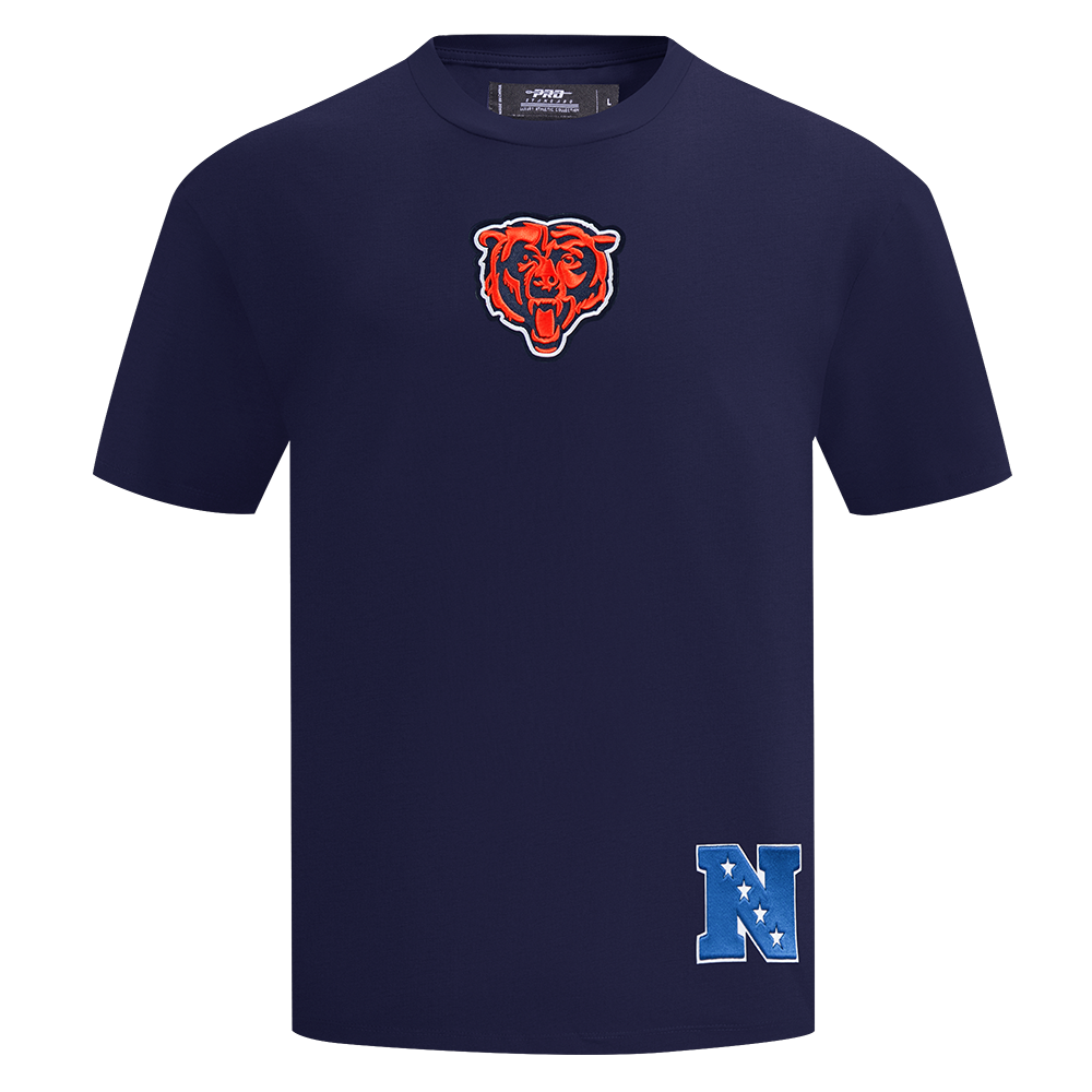 NFL CHICAGO BEARS WINGSPAN T-SHIRT EN JERSEY DE COTON À ÉPAULES TOMBANTES POUR HOMME (MARINE MINUIT)