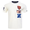 NFL CHICAGO BEARS RETRO CASCADE T-SHIRT À BORDURES CONTRASTANTES POUR HOMME (COQUILLE D'ŒUF/MARINE MINUIT)