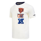 NFL CHICAGO BEARS RETRO CASCADE T-SHIRT À BORDURES CONTRASTANTES POUR HOMME (COQUILLE D'ŒUF/MARINE MINUIT)