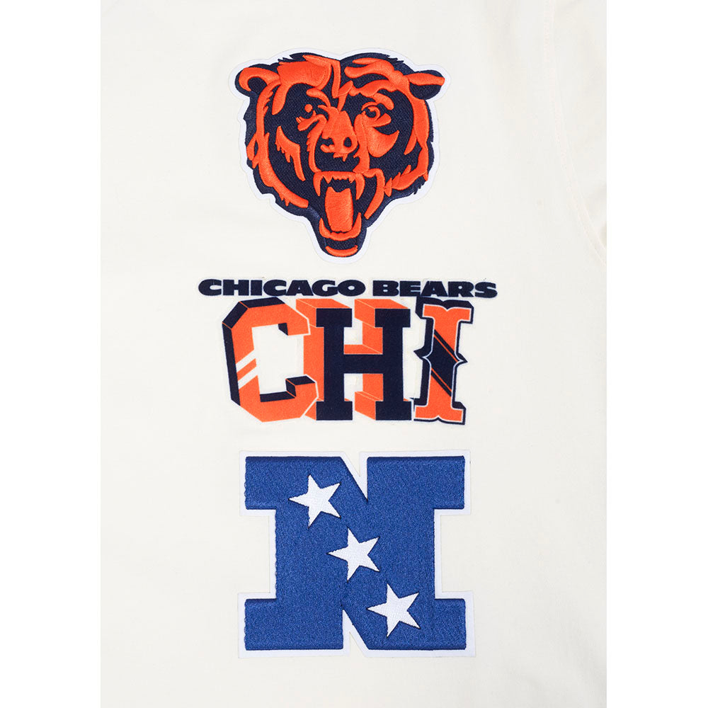 NFL CHICAGO BEARS RETRO CASCADE T-SHIRT À BORDURES CONTRASTANTES POUR HOMME (COQUILLE D'ŒUF/MARINE MINUIT)