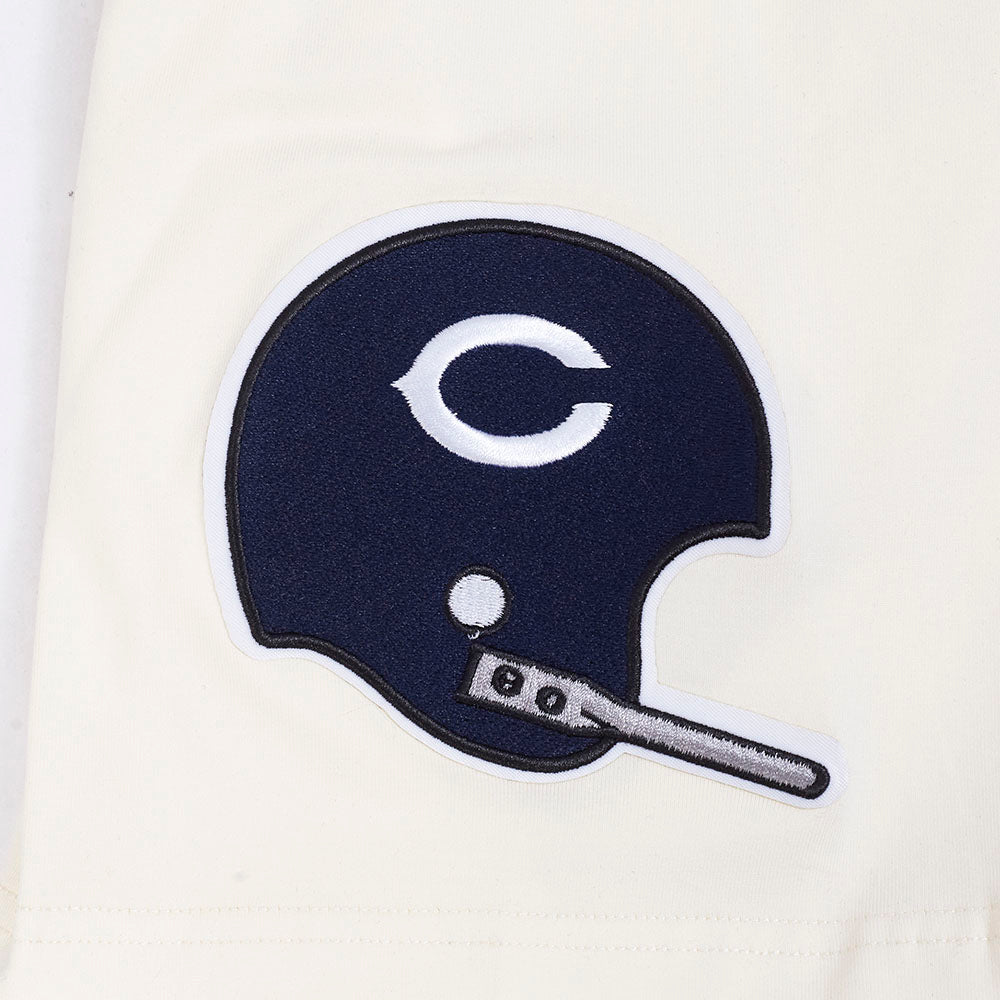 NFL CHICAGO BEARS RETRO CASCADE T-SHIRT À BORDURES CONTRASTANTES POUR HOMME (COQUILLE D'ŒUF/MARINE MINUIT)
