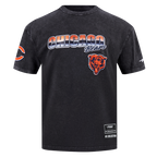 NFL CHICAGO BEARS T-SHIRT CHROME EN JERSEY DE COTON À ÉPAULES TOMBANTES POUR HOMME (NOIR DÉLAVÉ)
